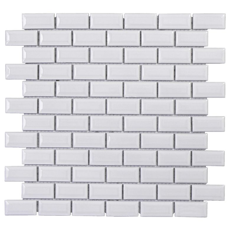 Mosaique barette mini metro porcelaine blanc sur trame 30x30 Main Image