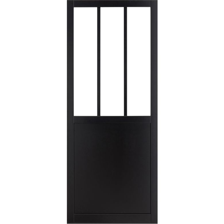 PC CHAPITRE ** Laqué Noir R8+ perçages poig. cuvette+Tire-doigt - H.204 x l.73 Main Image