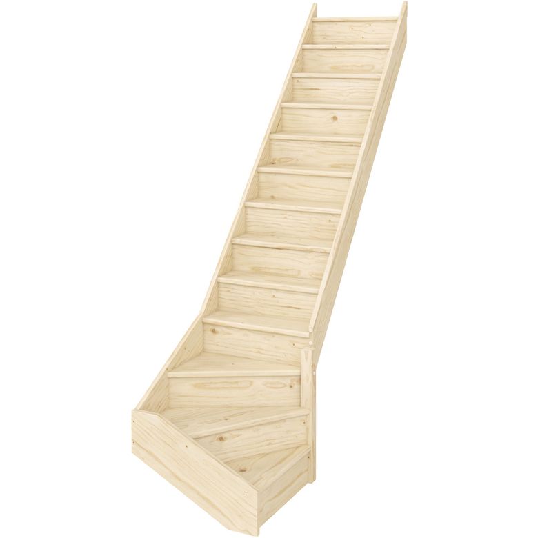 Escalier UNO QTBAS sapin H.274 x Rec.255 ss rampe Droite en KIT Main Image