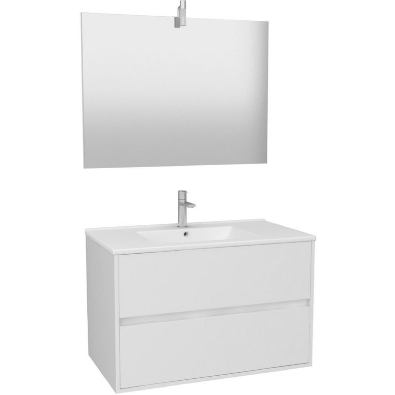 Pack nika blanc l.81 + miroir + robinetterie graphik Main Image