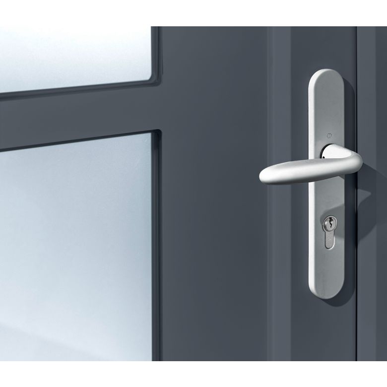Porte d'entrée STELLA PVC Gris/Blanc 215 x 90 cm-Lapeyre