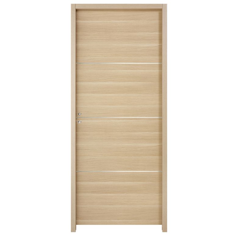 Bloc-porte ROXIE*** Chêne Naturel insert Inox- H90 - Ame agglo - H.204 x l.83 D Main Image