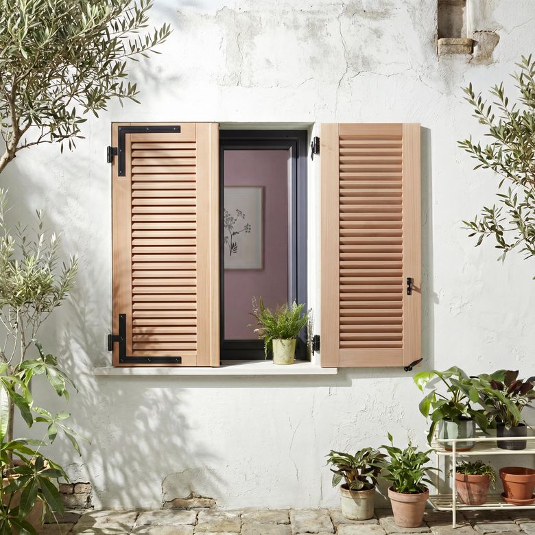 Volet bois exotique à cadre GALILEE lame arasée - Fenêtres