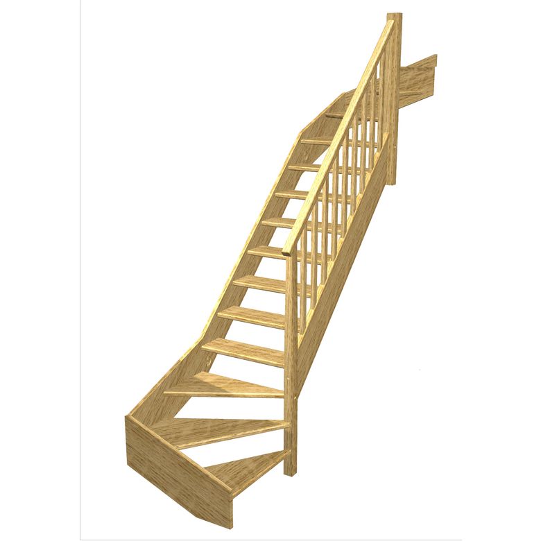 Escalier Aria double quart tournant haut & bas rampe Idéal