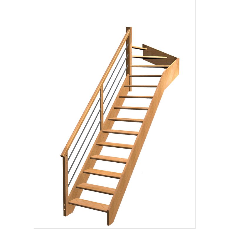 Escalier Aria quart tournant haut rampe Régate tubes inox