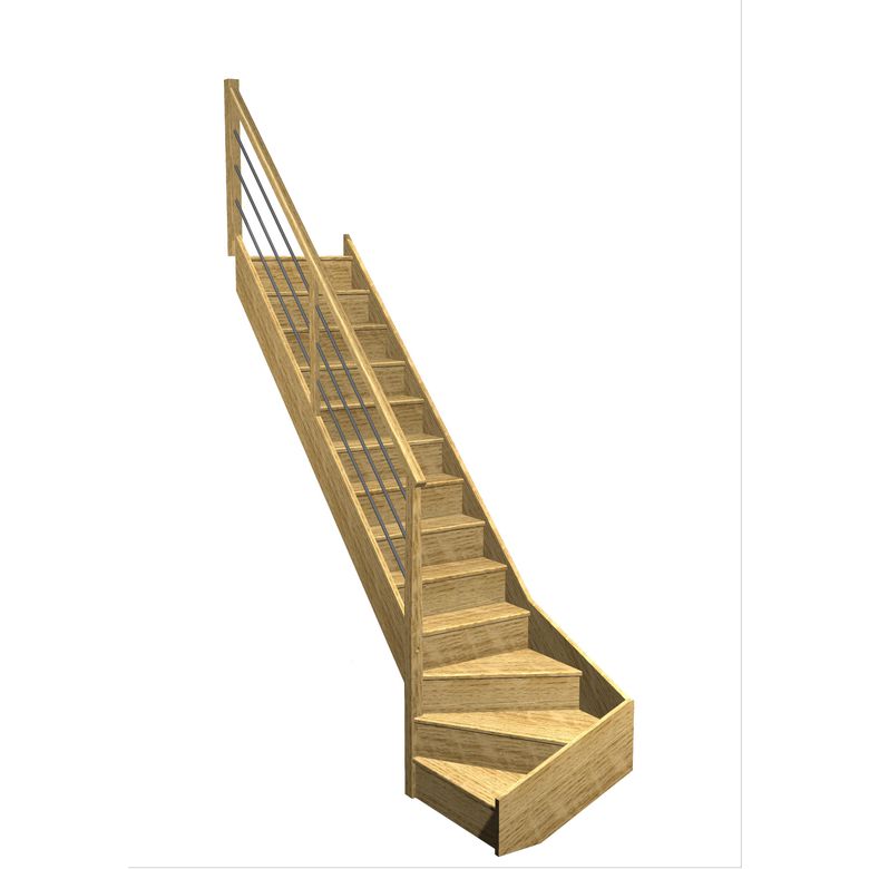 Escalier Faubourg quart tournant bas rampe Régate tubes inox