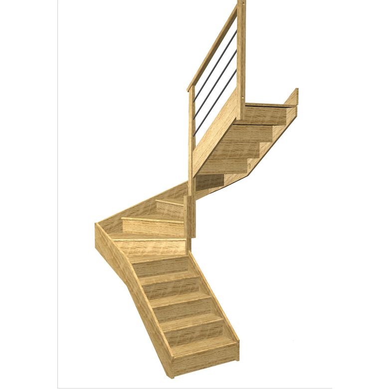 Escalier Faubourg double quart tournant intermédiaire rampe Régate tubes inox