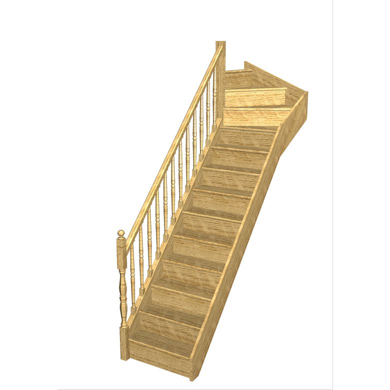 Escalier Faubourg quart tournant haut rampe Antique