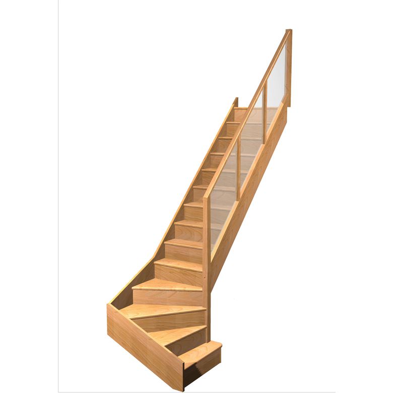 Escalier Faubourg quart tournant bas marche débordante rampe Emerence