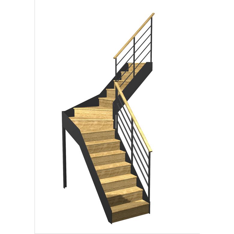 Escalier Esteban QT inter chêne rpe. Fera Vernis Nat. h.274 R.180 Droite Main Image