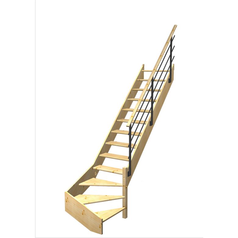 Escalier Aria 1/4 t. bas Sapin Evan  h.274 R.280 Droite Main Image