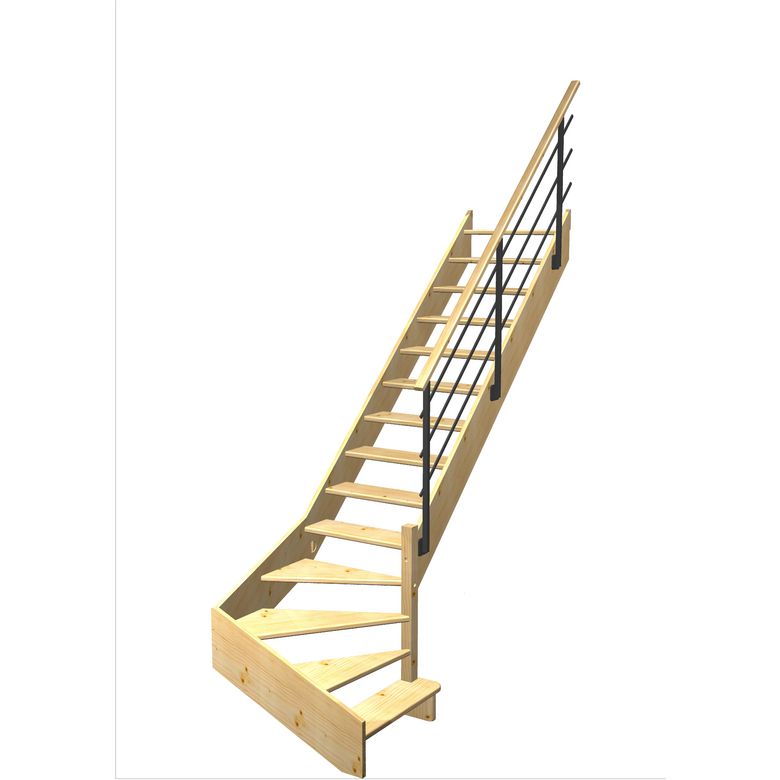 Escalier Aria 1/4 t. bas déb. Sapin Evan  h.274 R.280 Droite Main Image