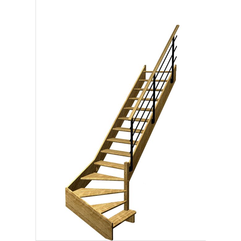Escalier Aria quart tournant bas marche débordante rampe Evan
