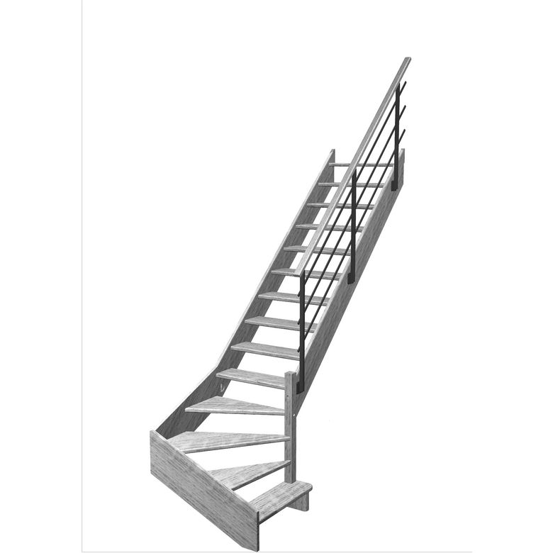 Escalier Aria quart tournant bas marche débordante rampe Evan