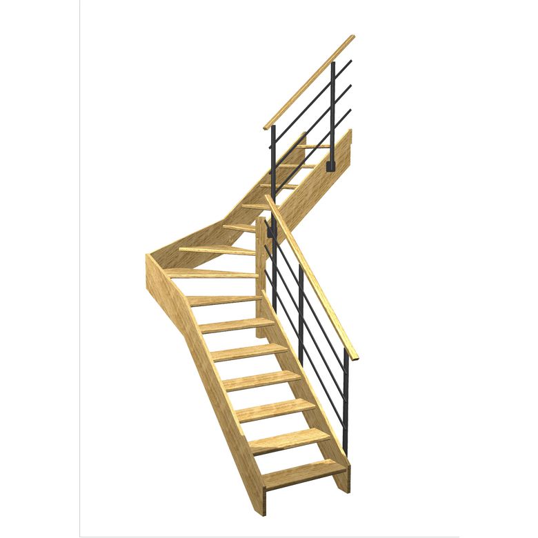 Escalier Aria quart tournant intermédiaire rampe Evan