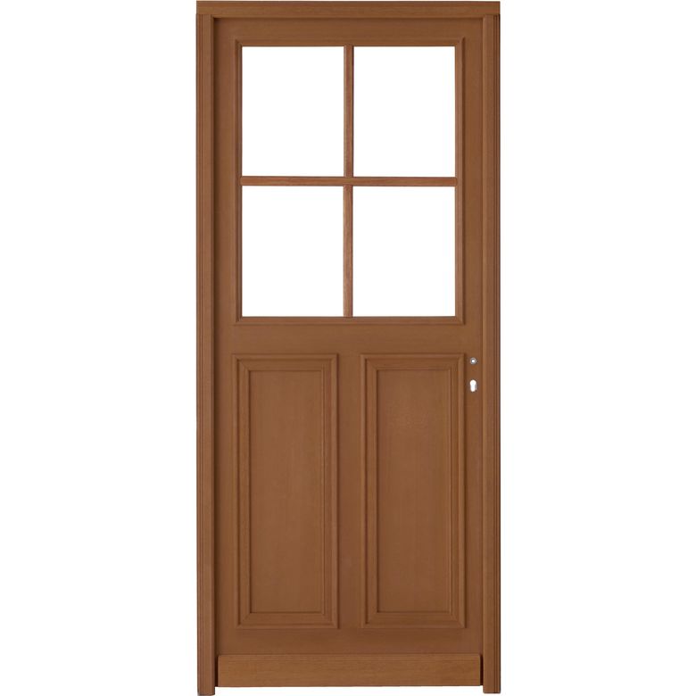 Porte d'entrée Chambon 4 carreaux Bois exotique