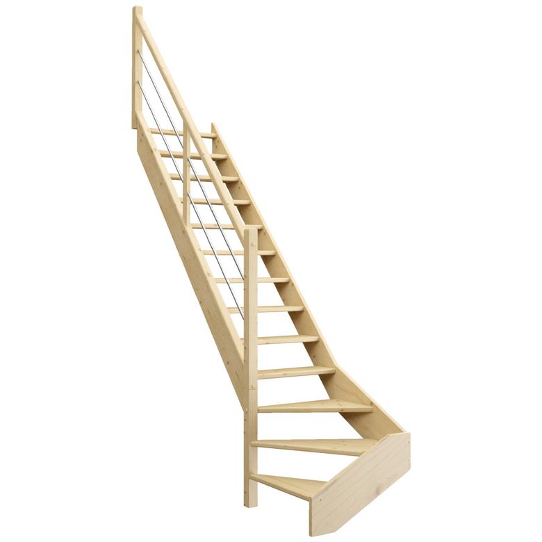 Escalier Ludo bois quart tournant bas avec rampe