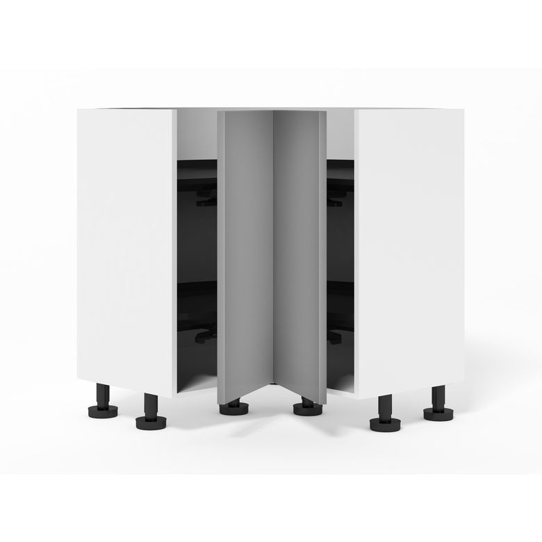 Meuble d’angle 2 portes rentrantes, 2 plateaux tourniquets