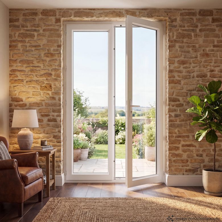 Porte-fenêtre Pria PVC 2 vantaux sans soubassement