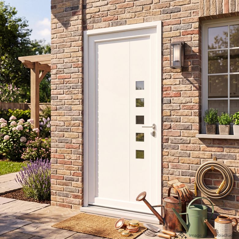 Porte d'entrée AUBIN PVC Blanc 215 x 90 cm