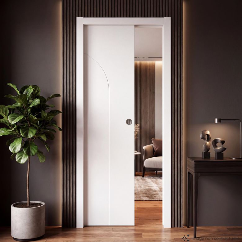 Porte coulissante ARCHE*** Laqué Blanc - avec serrure