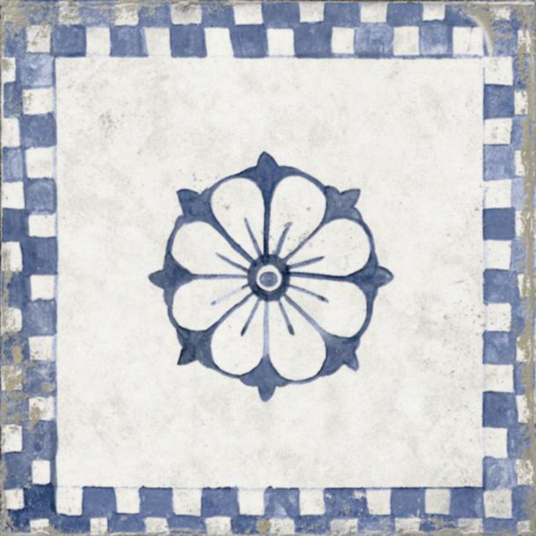 Carrelage HERA bleu damier fleuri 20x20 ép.8.5 mm aspect naturel Main Image