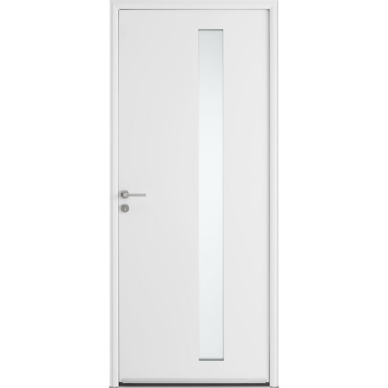 Porte d'entrée ** Alu SORBEY Blanc 9016 satiné + Barillet+Poignée -H.215 x l.90D Main Image