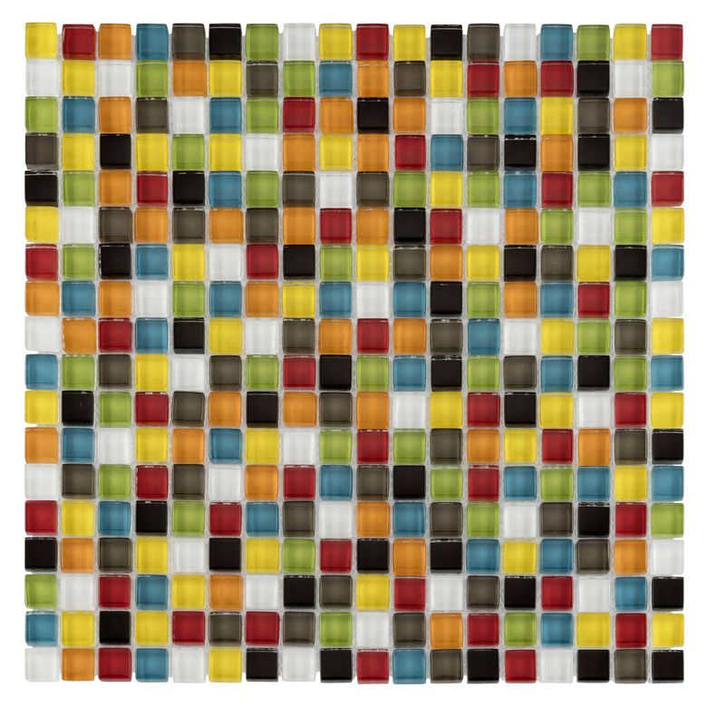 Mosaïque DIABOLO verre muticolore 2.3x2.3 cm surtrame 29.8x29.8 aspect brillant Main Image