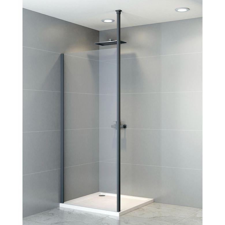Profilé de douche sol plafond carré recoupable noir H.280 pour verre 6 ou 8 Main Image