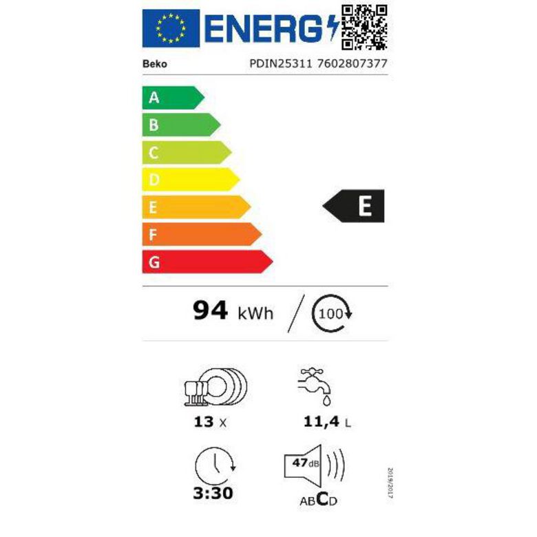 Lave-vaisselle full intégrable BEKO 47 dB L. 60cm