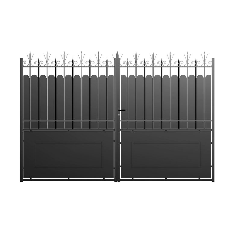 Portail battant MODELE A plein acier galvanisé noir RAL 9005 H.202 x l.300 Main Image