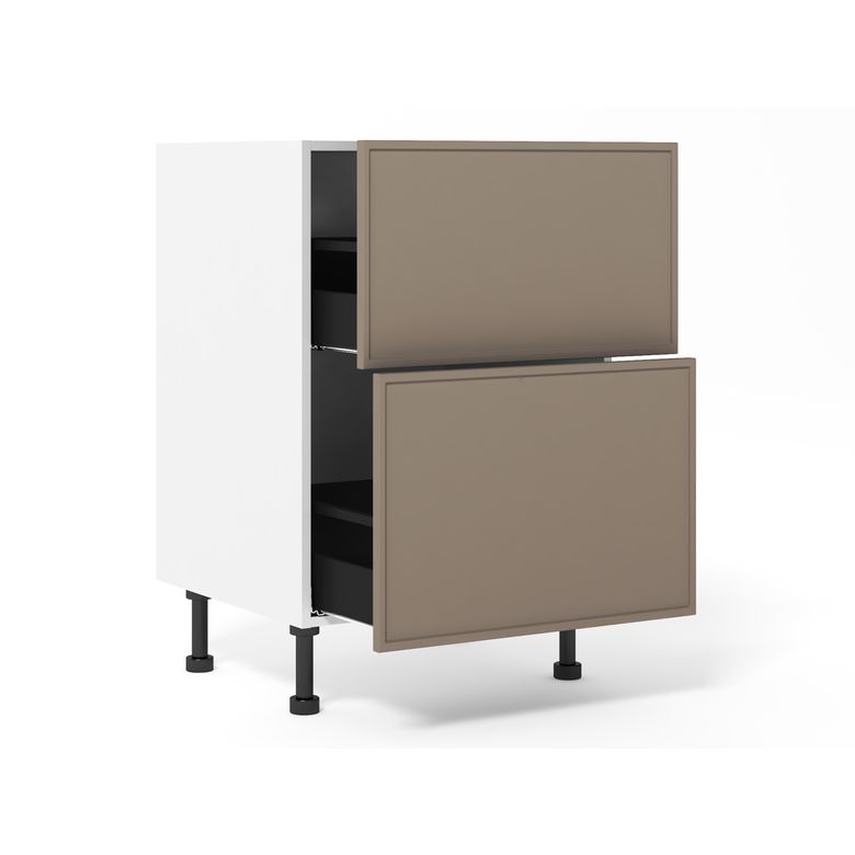 Meuble bas 2 tiroirs range-casseroles inégaux