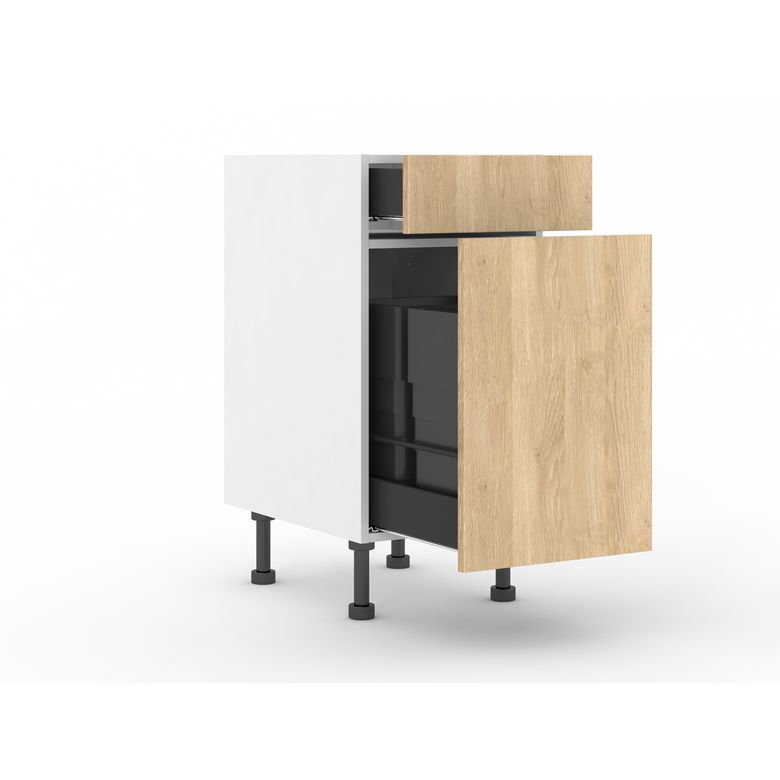 Meuble bas tri sélectif duo 1 porte, 1 tiroir