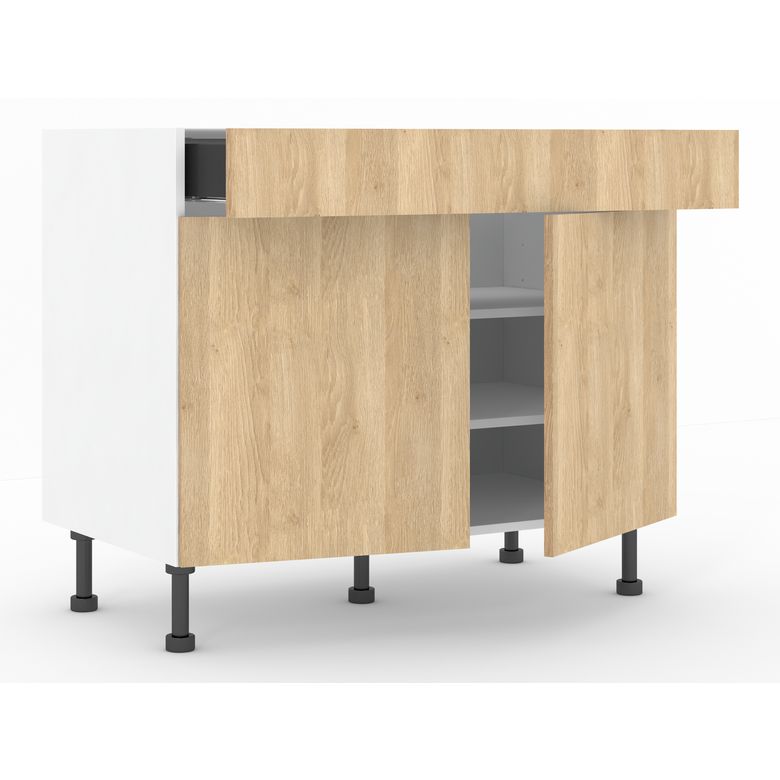 Meuble bas 2 portes, 1 tiroir, 1 tablette