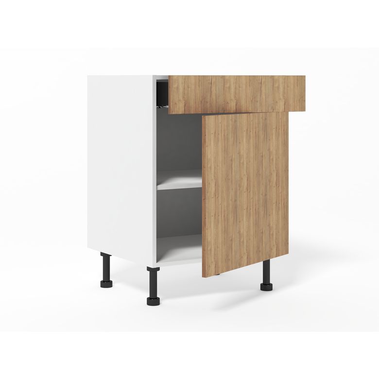 Meuble bas de rangement grande largeur 1 tiroir, 1 tablette, 1 porte