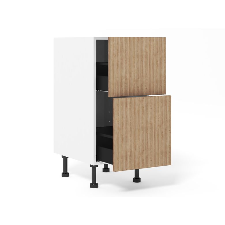 Meuble bas 2 tiroirs range-casseroles inégaux