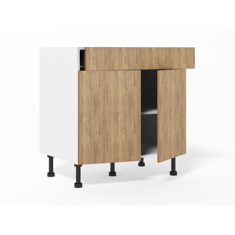 Meuble bas 2 portes, 1 tiroir, 1 tablette