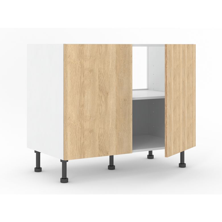 Meuble bas sous-évier 2 portes, 1 fond alu
