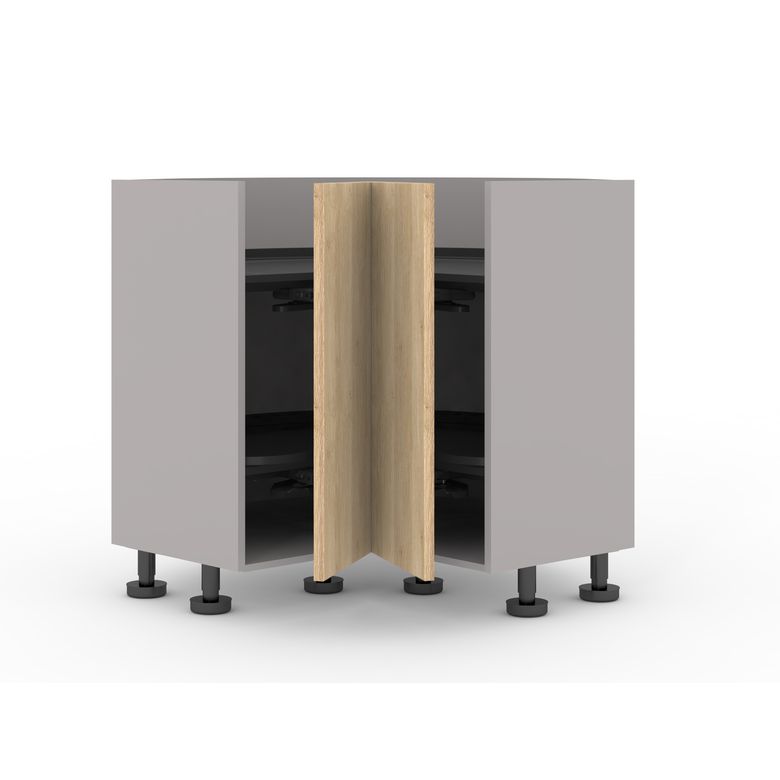 Meuble d’angle 2 portes rentrantes, 2 plateaux tourniquets