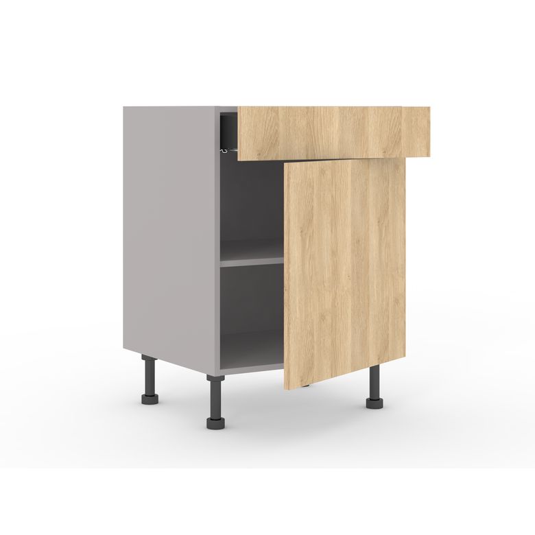 Meuble bas de rangement grande largeur 1 tiroir, 1 tablette, 1 porte