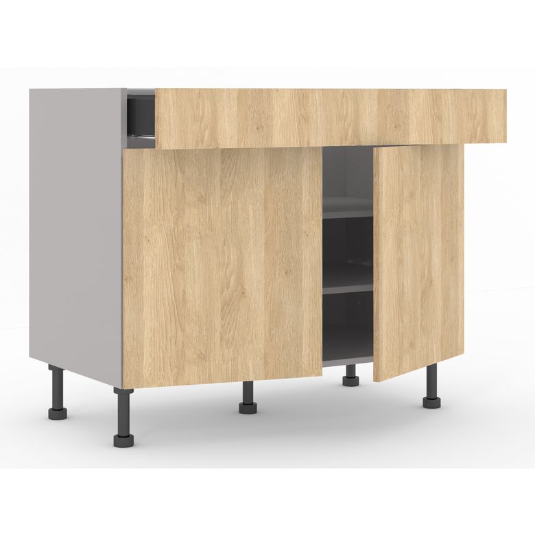 Meuble bas 2 portes, 1 tiroir, 1 tablette