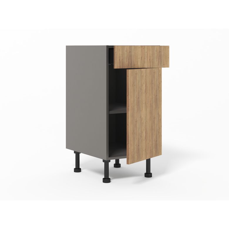 Meuble bas de rangement de cuisine petite largeur,1 porte,1 tiroir,1 tablette
