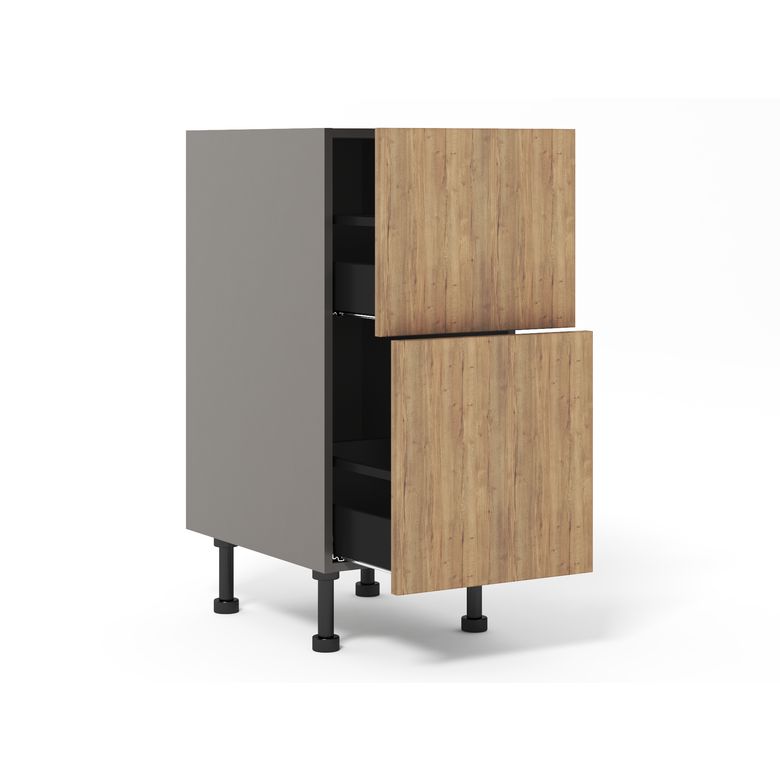 Meuble bas 2 tiroirs range-casseroles inégaux