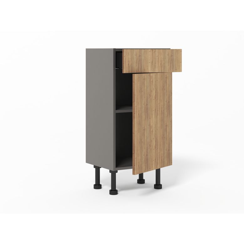 Meuble bas gain de place 1 porte, 1 tiroir, 1 tablette