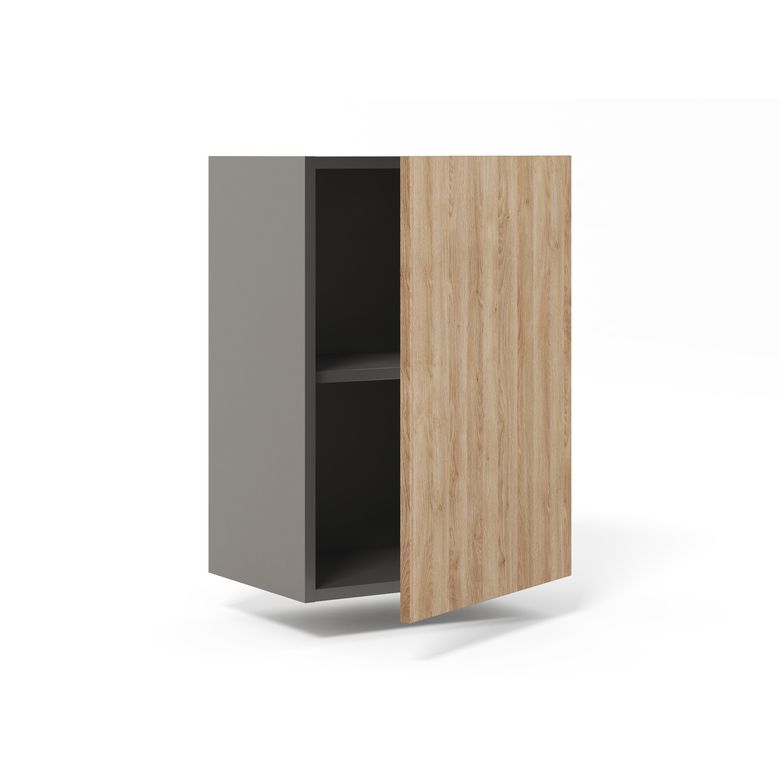 Meuble haut de rangement H.77 cm grande largeur 1 porte, 1 tablette