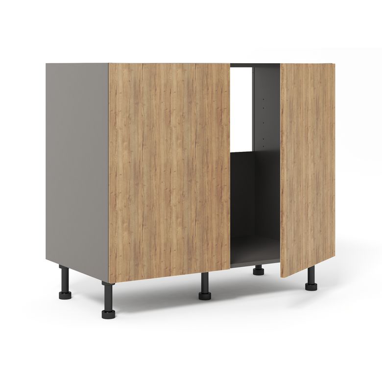 Meuble bas sous-évier 2 portes, 1 fond alu