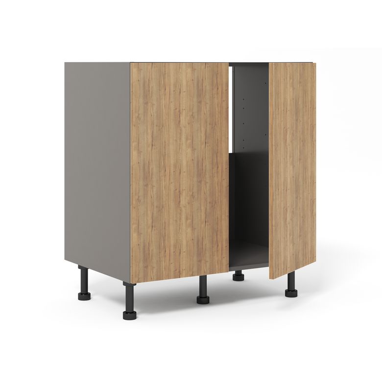 Meuble bas sous-évier 2 portes, 1 fond alu