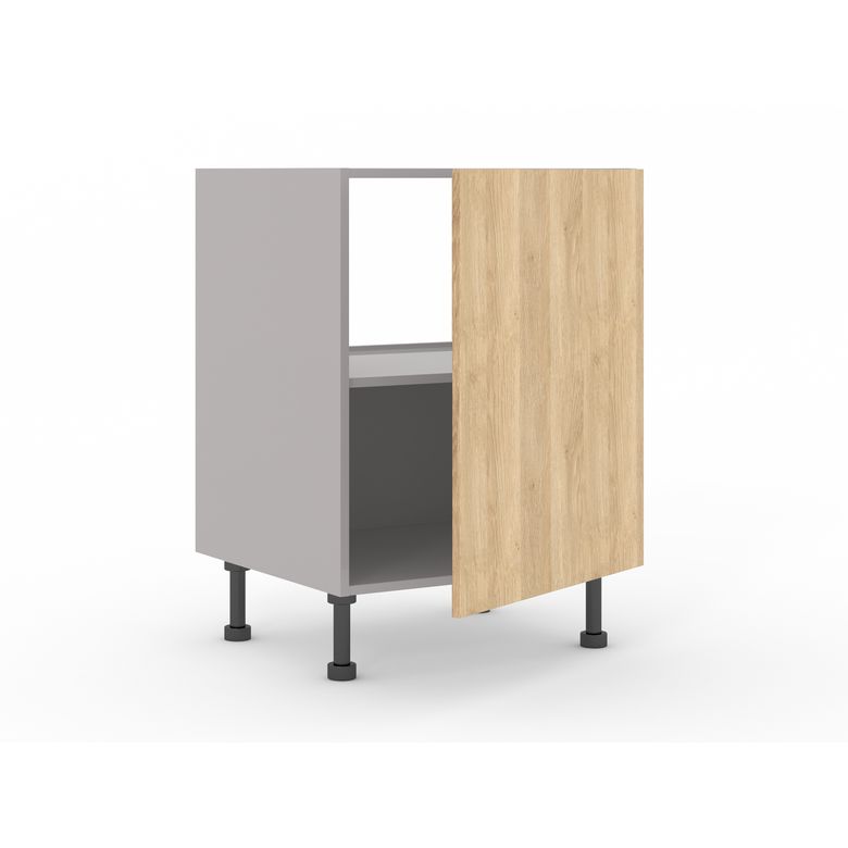 Meuble bas sous-évier 1 porte, 1 tablette, 1 fond alu