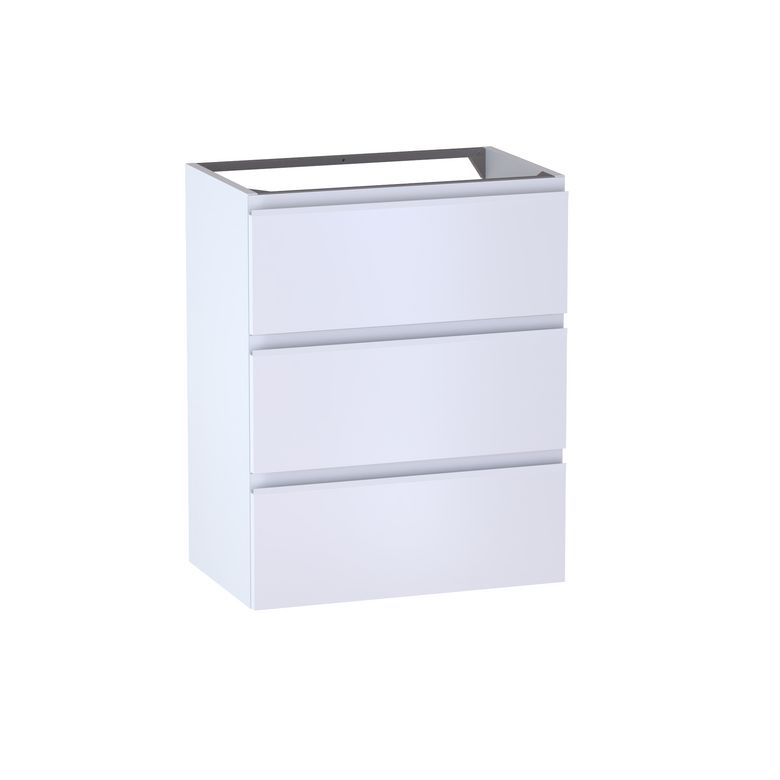Meuble sous-vasque gain de place L.60 cm, 3 tiroirs, décor verni laqué FORMEO