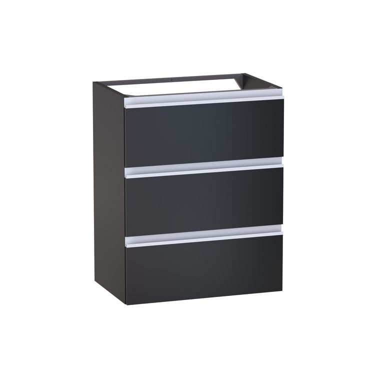 Meuble sous-vasque gain de place L.60 cm, 3 tiroirs, décor verni laqué FORMEO